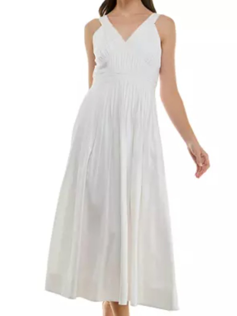 Taylor Women's V-Neck Pleated Dress